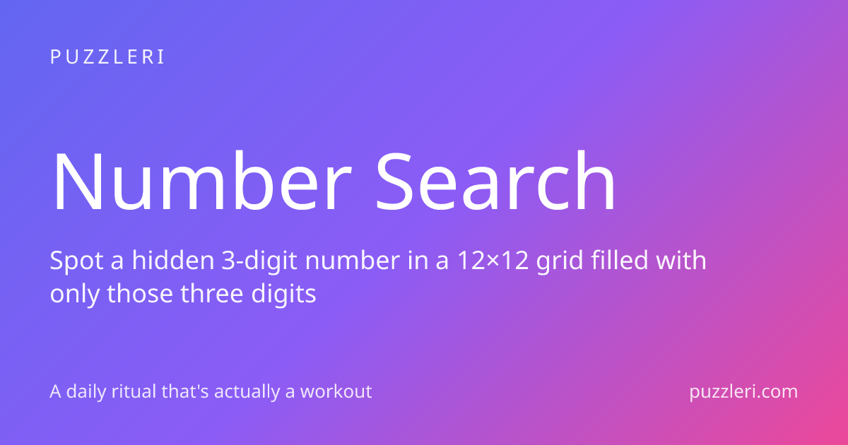 Number Search - Find Hidden Numbers | Puzzleri